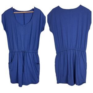 THE NORTH FACE Women's M Blue Striped Impulse Pocketed Drawstring Casual‎ Dress